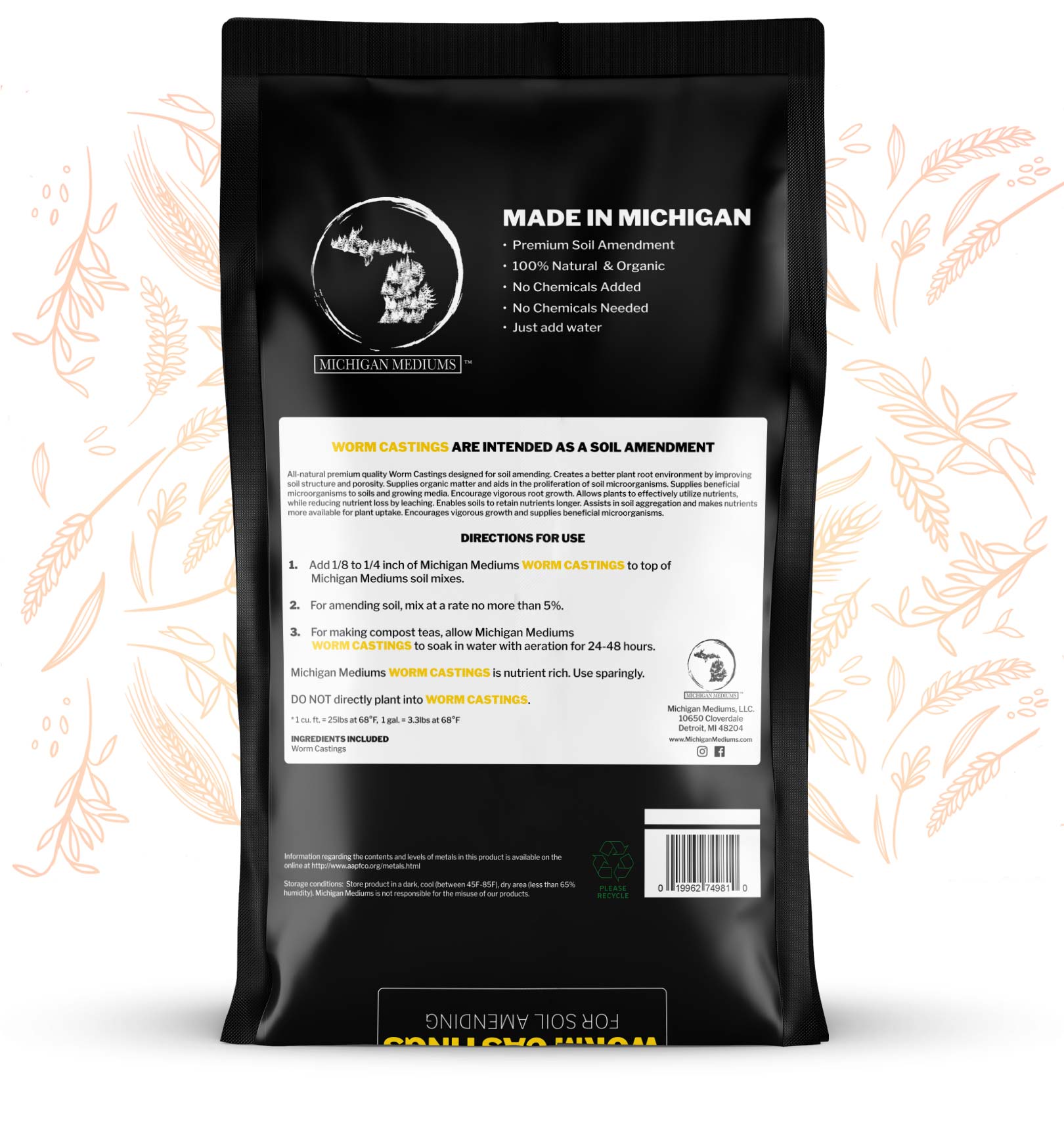 Worm Castings Bag Back